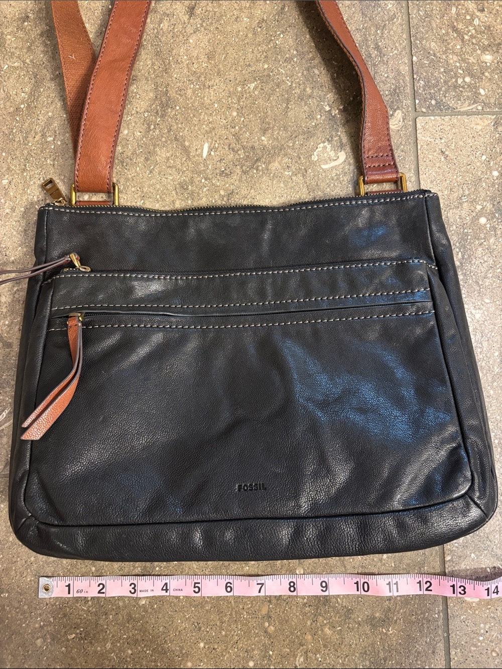 Fossil convertible crossbody, black leather - Picture 6 of 16